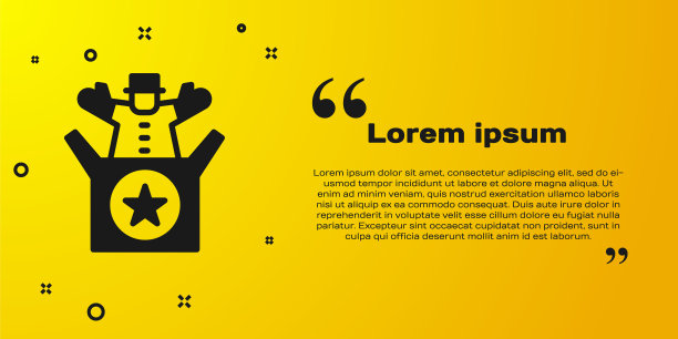 黑杰克在盒子玩具图标上隔离黄色背景。跳出盒子的小丑。向量图片下载