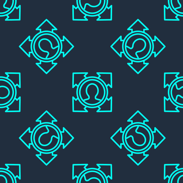 绿线猎头图标孤立无缝模式在蓝色背景。业务目标或雇佣标志。人力资源和招聘业务。向量图片下载