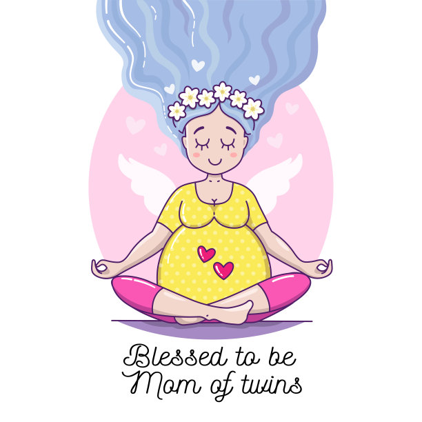 可爱平静的孕妇在冥想与长发图片下载