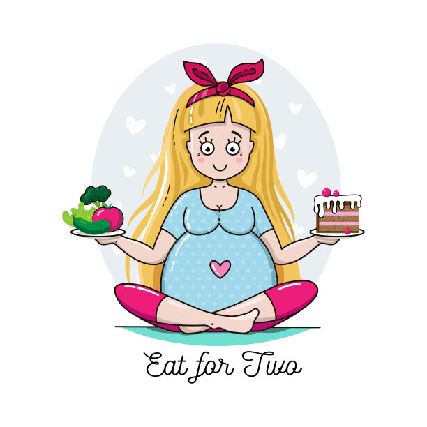 可爱的孕妇和健康的食物。图片下载