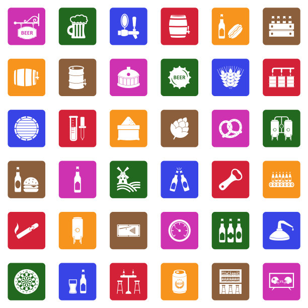 啤酒的图标。方形的白色平面设计。矢量插图。图片下载