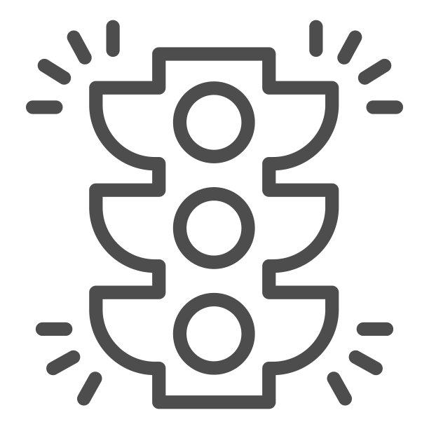 交通信号灯、线路图标、道路注意信号图片下载