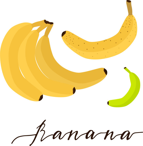 明亮的黄色香蕉孤立的图标，新鲜的热带图片下载