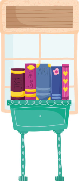 书日边桌与堆叠书籍窗口图片下载