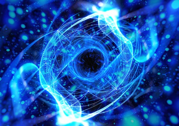 抽象蓝光旋转的3D插图图片下载