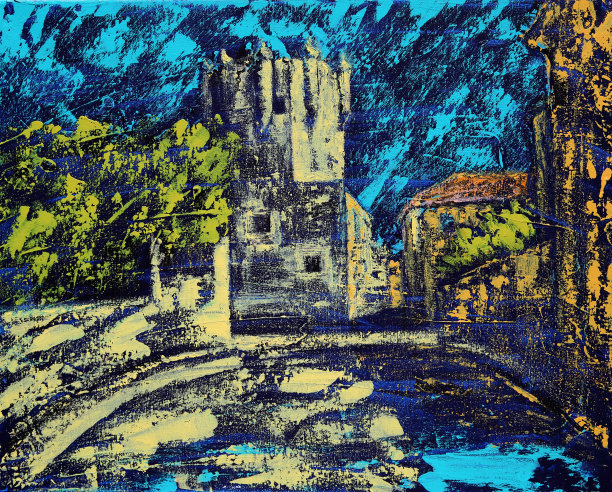 西班牙萨拉曼卡市的抽象画图片下载