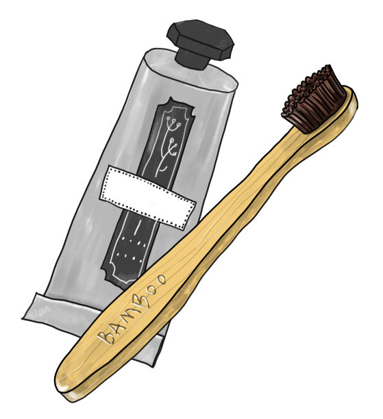 铝牙膏管与竹牙刷图片下载