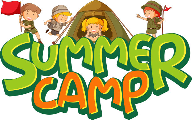 字体设计字夏令营与许多孩子图片下载