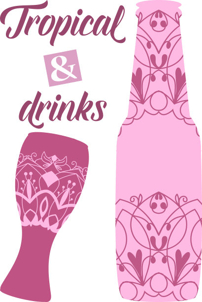 现代设计的酒瓶和阿玛拉玻璃图片下载