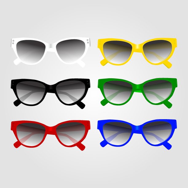 把太阳镜放在白色背景上。图标集。时尚配件。矢量设计。复古风格。矢量时尚背景。现代设计。矢量图标。图片下载