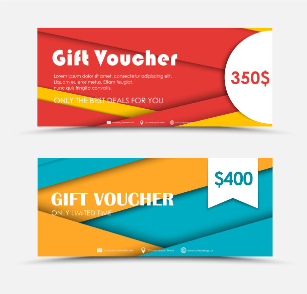设计风格材料的礼品券图片下载