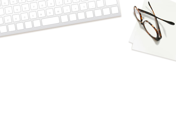 电脑键盘、眼镜和文具背景插图图片下载
