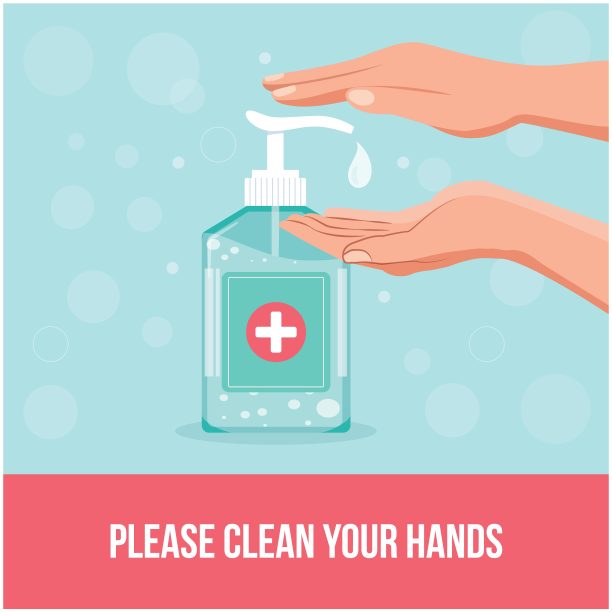 请清洁您的双手签名注意自粘。印刷海报。个人卫生、医疗保健。消毒、抗菌洗手。病毒预防和保护。清洁双手签名冠状病毒图片下载