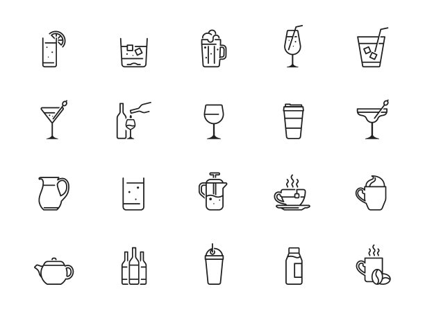 最小的饮料线图标设置图片下载