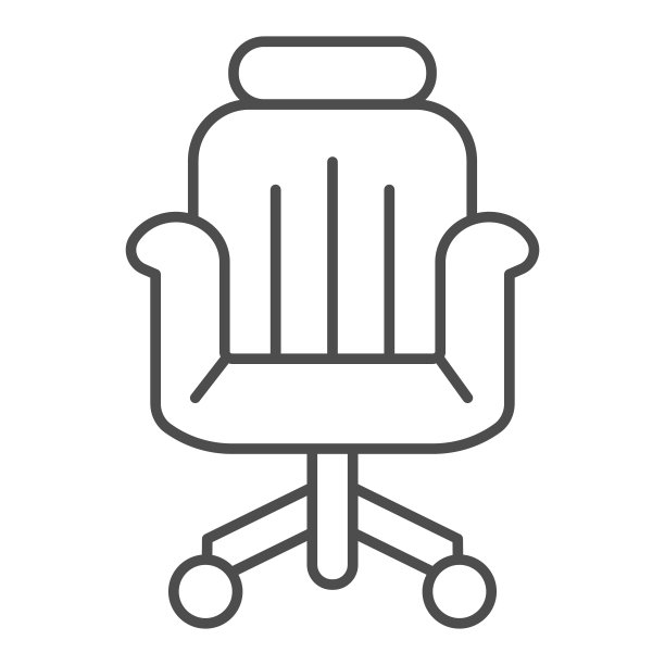 办公椅细线图标，共同工作的概念，办公室扶手椅标志上的白色背景，椅子图标轮廓风格的移动概念和网页设计。矢量图形。图片下载