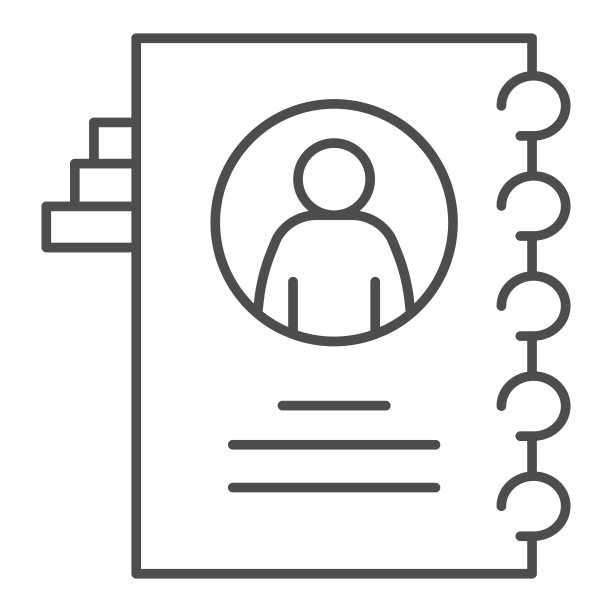 员工问卷细线图标，共同工作的概念，职业简介在白色背景上的签名，员工文件图标轮廓风格的移动概念和网页设计。矢量图形。图片下载