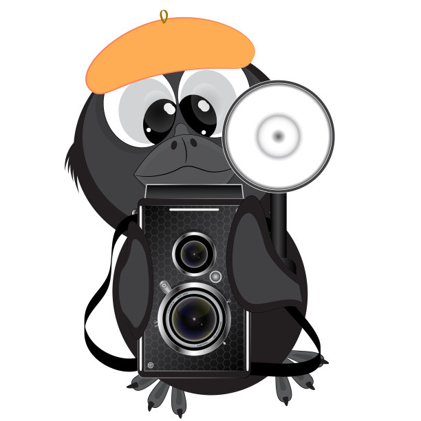 带着卡通摄像机的小乌鸦图片下载