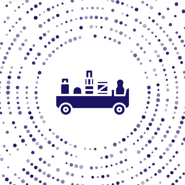 蓝色机场行李拖车图标孤立图片下载