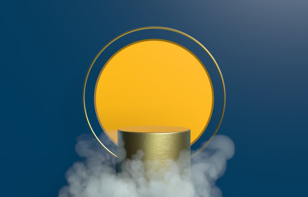 抽象圆柱盒与满月的背景。中国中秋节的背景。图片下载