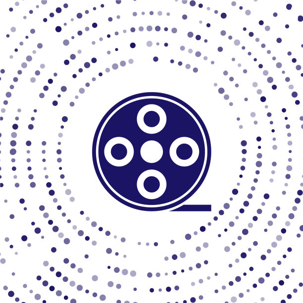 蓝色胶片卷轴图标孤立在白色背景上图片下载