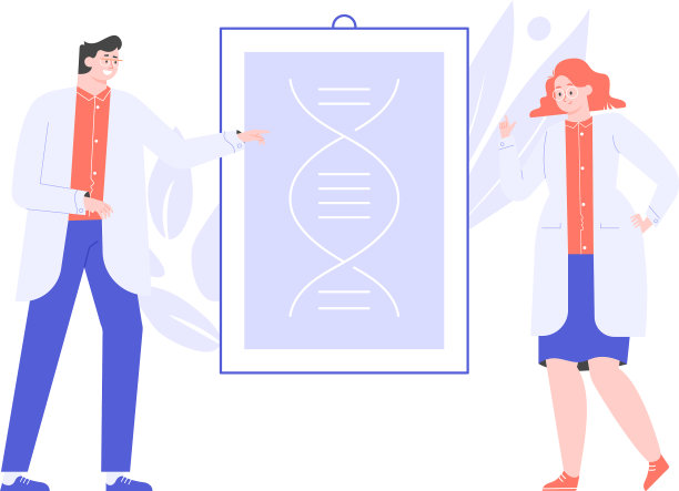 医生科学家旁边的DNA螺旋图片下载