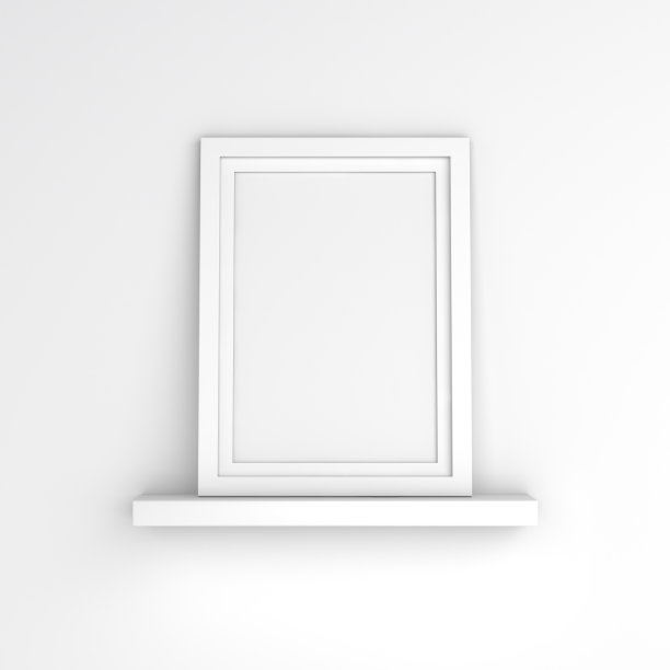 白色空框架模拟，最小的概念，3D渲染插图。图片下载