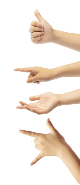 手语儿童孤立在白色背景图片下载