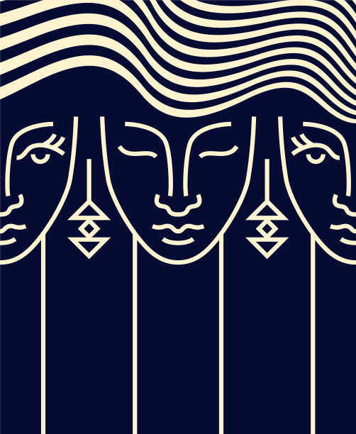 有艺术感的女人的脸是线形的图片下载