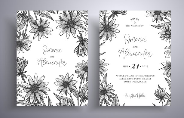 刻有相框叶子的请帖图片下载