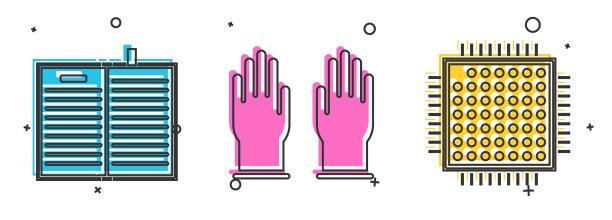 Set open science book橡胶手套和处理器图片下载