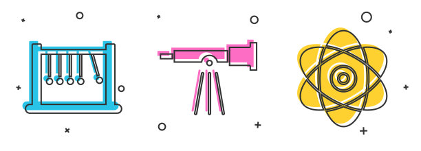 设置摆式望远镜和原子图标图片下载