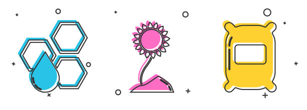 设置蜂窝向日葵和袋面粉图标图片下载