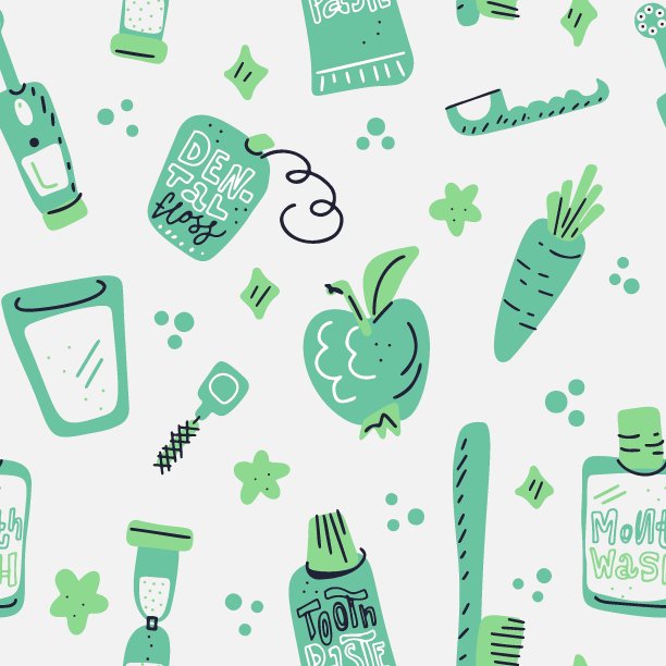 口腔护理无缝模式背景向量图片下载