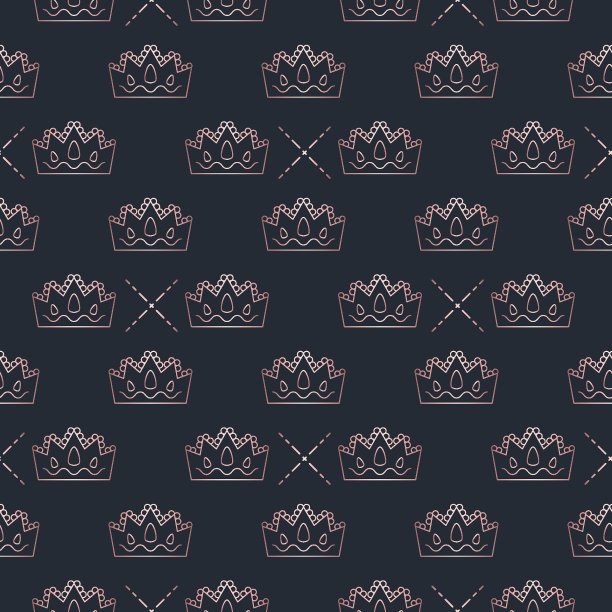 黄金几何皇冠无缝矢量图案图片下载