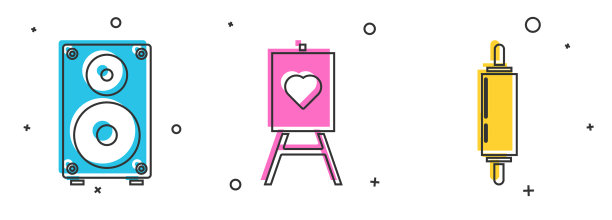 设置立体声扬声器木画架或绘画艺术图片下载