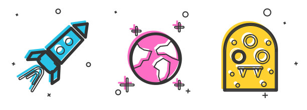 用火地球和外星人设置火箭飞船图片下载