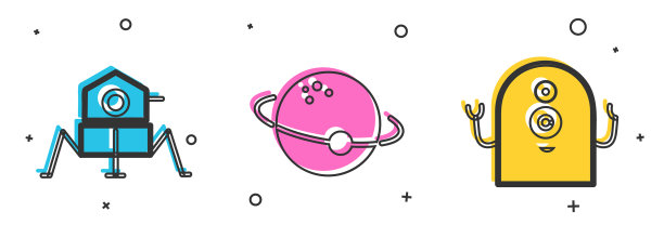 设置火星漫游者行星和外星人图标图片下载