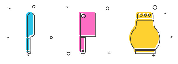 设置刀叉肉和盐和胡椒的图标图片下载