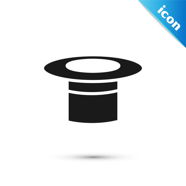 灰色魔术师帽子图标孤立在白色图片下载