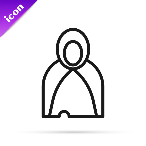 黑线斗篷披风图标孤立上图片下载