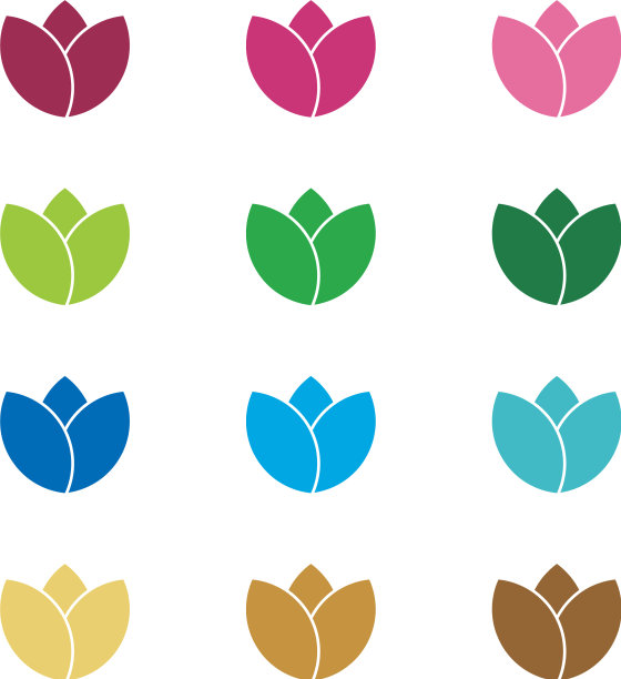 五颜六色的郁金香花标志模板设计图片下载