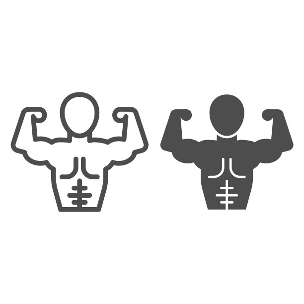 肌肉男线和固体图标健美者图片下载
