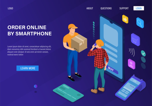 送货员通过电话在线下单送货上门。电子商务3d等距平面设计矢量插图10 EPS图片下载