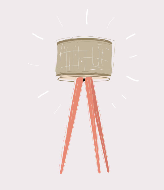 白色灯罩三脚架灯。图片下载