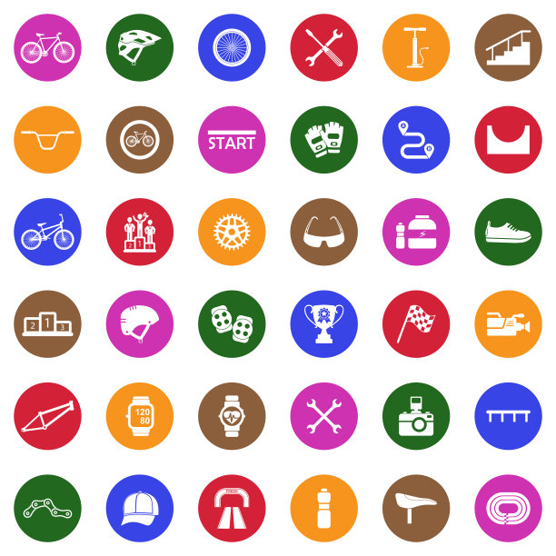 骑自行车图标。圆形的白色平面设计。矢量插图。图片下载