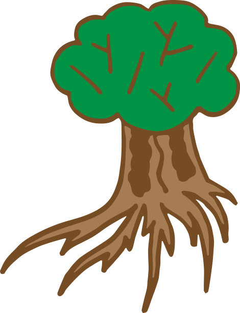 绿色和棕色的树涂鸦素描图片下载