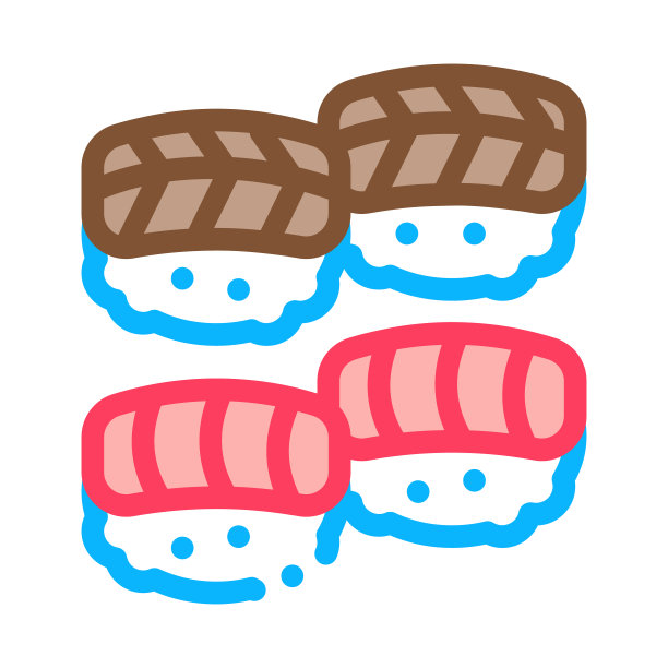 寿司卷海鲜图标矢量大纲插图图片下载