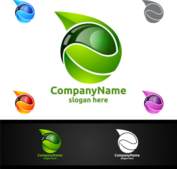 水和叶标志为天然健康理念图片下载