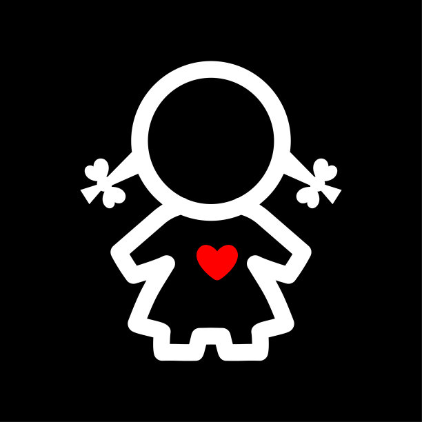 简单的女性图标在时尚的平面风格孤立的黑色背景。图片下载