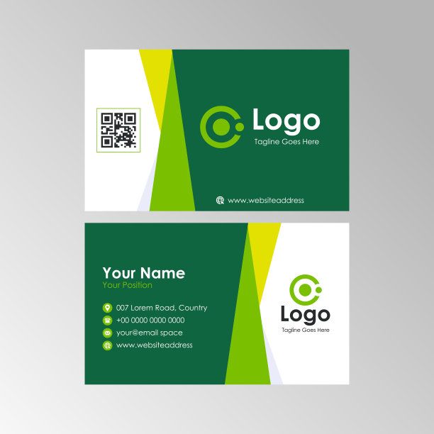 简单干净的几何绿色名片图片下载